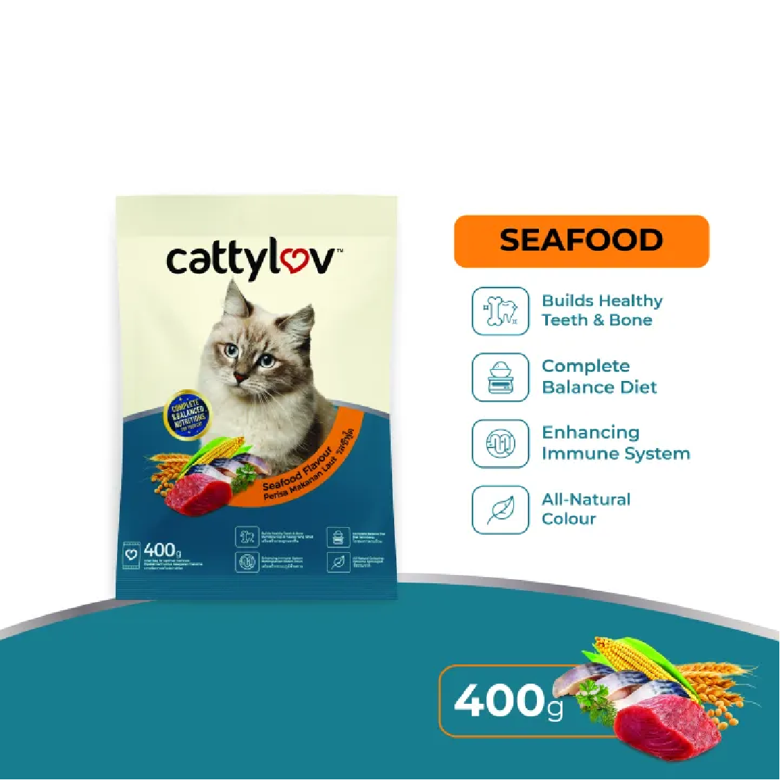 Cattyluv Dry Cat Food (Tuna / Seafood) - 400G